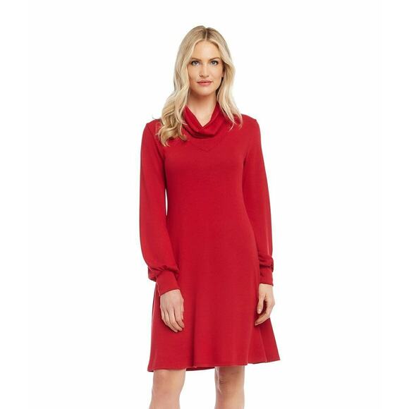 Karen Kane Starlight Cowl-Neck Red Sweater Dress Size Large NEW!! - Picture 1 of 5